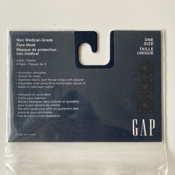 🎁 GAP Adult Face Mask 3-Pack, Brand New, Navy Diamond - Picture 2 of 4